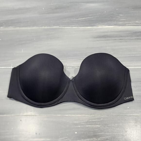 Calvin Klein Naked Glamour‎ Strapless Push-Up Bra 36C QF5677 Black - Picture 1 of 12